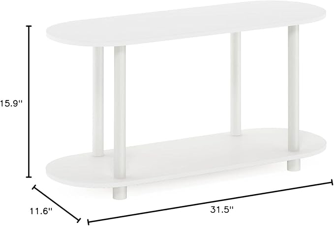 Furinno Turn-N-Tube No Tools Modern Oval Side Table, White/Virgin White - LeafyLoom