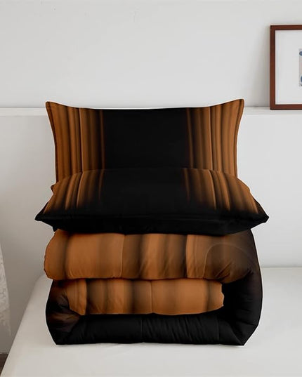 Feelyou Abstract Ombre Comforter Set Kids Teens Brown and Black Bedding Set Room Decor 2Pcs Twin Size,Reversible Black - LeafyLoom