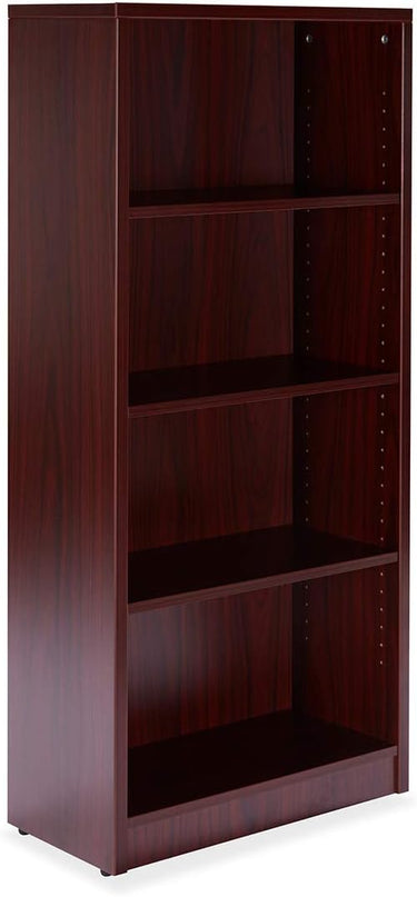 Sunon 4 Shelf Wood Bookcase Freestanding Display Shelf Adjustable Layers Bookshelf for Home Office Library Small Narrow Space (Mahogany, 4-Layers) - LeafyLoom