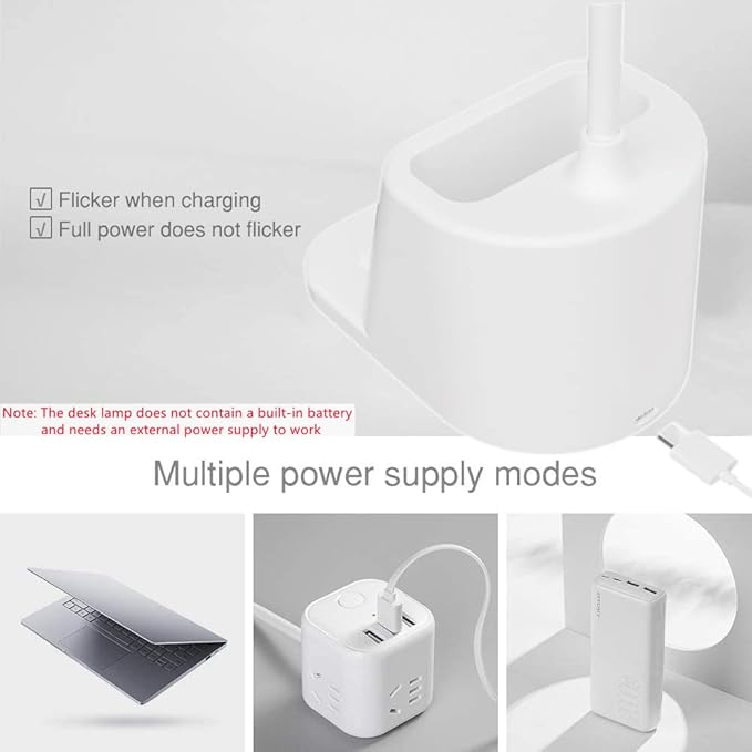 Small Desk Lamp with Wireless Charger, Desk Lights for Home Office - LED, White,Brightness Adjustment, 3 Color Modes,500LM, Study Lamp with Pen Holder， Desktop Study Desk Lamp for College Dorm Room - LeafyLoom