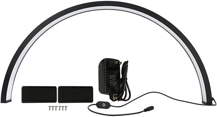 Half Moon LED Light for Nail, 3000-6000K Dimmable Half Moon Nail Desk Lamp with Touch Key, 35W Half Moon Fill Light with Lamp Holder for Lash Extension Beauty Tattoo Live Steaming - LeafyLoom
