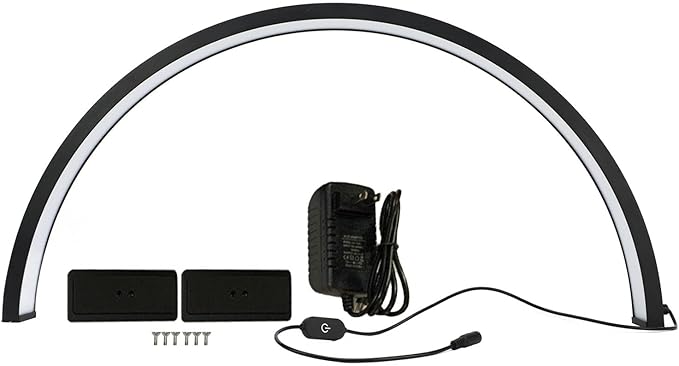 Half Moon LED Light for Nail, 3000-6000K Dimmable Half Moon Nail Desk Lamp with Touch Key, 35W Half Moon Fill Light with Lamp Holder for Lash Extension Beauty Tattoo Live Steaming - LeafyLoom