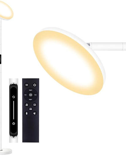 LED Floor Lamp for Living Room, 69" Tall Lamp with Remote & Touch Control Upgrade Lamp Pole Rotary 90° Dimmable Brightness 4 Color Tempera-White - LeafyLoom