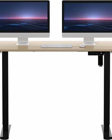 Height Adjustable Electric Standing Desk, 48 x 24 Inches Sit Stand up Desk, Home Office Desk with Whole-Piece Desktop, Black Walnut Desktop/Black Frame - LeafyLoom