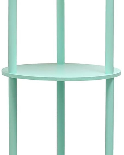 Simple Designs LF2010-AQU 62.5" Round Modern Shelf Etagere Organizer Storage Floor Lamp with 2 USB Charging Ports, 1 Charging Outlet and Linen Shade for Living Room Bedroom, Aqua, 11.5 x 11.5 x 62.5 - LeafyLoom