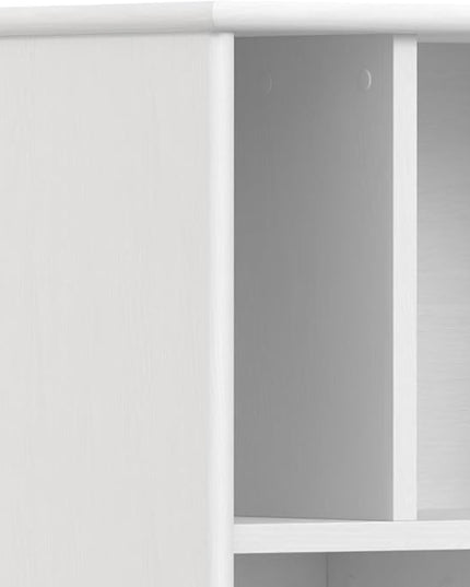 SIMPLIHOME Draper SOLID HARDWOOD 64 inch x 22 inch Mid Century Modern Bookcase and Storage Unit in White for The Living Room, Study Room and Office - LeafyLoom