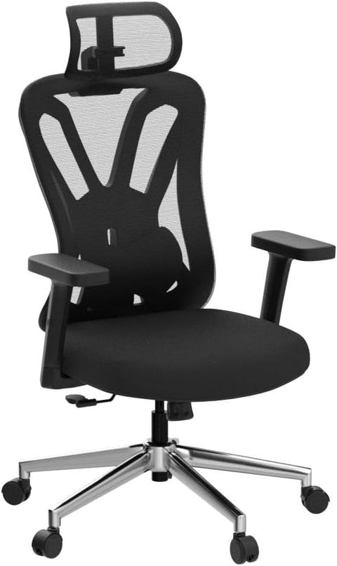 Hbada Ergonomic Mesh Office Chair, Computer Chair with Adjustable 2D Armrest, Swivel Office Chair -Adjustable Headrest with Lumbar Support and PU Wheels Black(No Footrest) - LeafyLoom