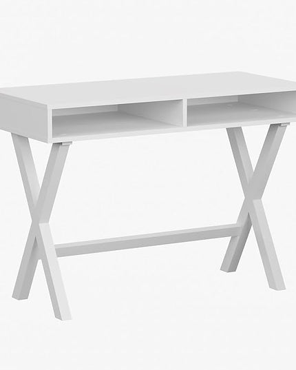 Flash Furniture Dolly Computer Desk - White Writing Desk with Open Storage Compartments - 42" Long Home Office Desk Table for Bedroom - LeafyLoom