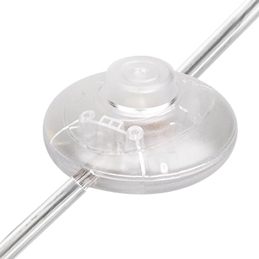 1Pcs Floor Lamp Foot Switch, Clear Foot Pedal Switch, Round Floor Lamps Foot Inline Switch, Step ON Off Spring Push Button, for Foot Pedal Control Replacement Floor Lamp Extension Cord Parts - LeafyLoom