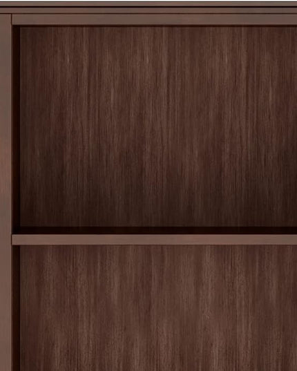 SIMPLIHOME Artisan SOLID WOOD 26 Inch Contemporary 5 Shelf Bookcase in Russet Brown, For the Living Room, Study Room and Office - LeafyLoom