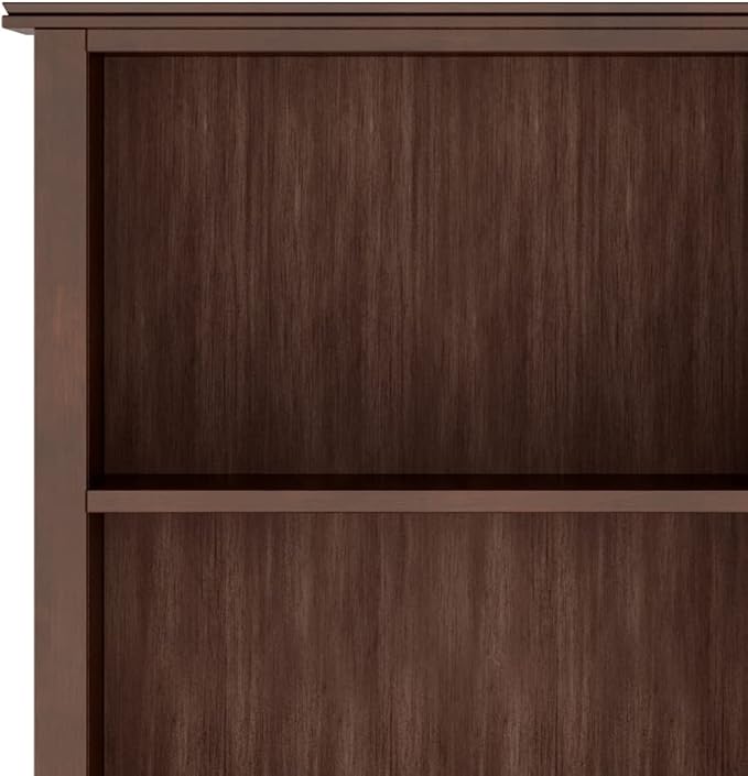 SIMPLIHOME Artisan SOLID WOOD 26 Inch Contemporary 5 Shelf Bookcase in Russet Brown, For the Living Room, Study Room and Office - LeafyLoom