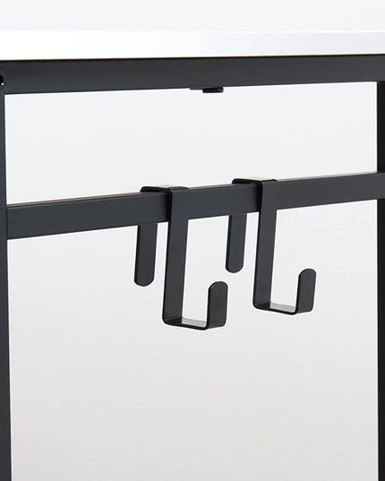TEAMIX White Compact Computer Desk 32'' Study Writing Desk for Home Office Mini Laptop Desk with Hooks Small Spaces Heavy-Duty Steel Legs - LeafyLoom