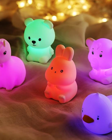 GoLine Mini Bunny Night Lights for Kids Ages 3-8, Cute Silicone Easter Rabbit Lamp with 7 Color, Christmas Birthday Toys Gifts for 4 5 6 7 8 9 10 Year Old Girls Boys Baby Toddlers. - LeafyLoom