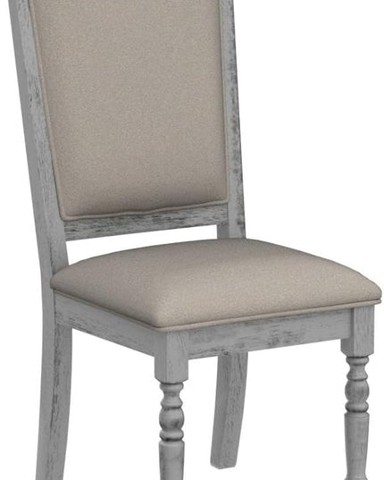 Roundhill Furniture Iris Turned Leg Wood Dining Chair, Set of 2, Weathered White - LeafyLoom