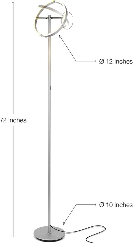Brightech Halo Split Floor Lamp, Modern Bright LED Torchiere Floor Lamp for Offices - Dimmable, Tall Standing Lamp for Living Room or Bedroom - Adjustable Light w/Rotating Angles - Platinum Silver - LeafyLoom