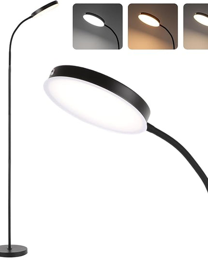 Floor Lamp, LED Floor Lamps for Living Room, Stepless Adjust Color Temperatures & Brightness Standing Lamp with Touch Control Tall Lamps Adjustable Gooseneck Reading Floor Lamp (Black) - LeafyLoom