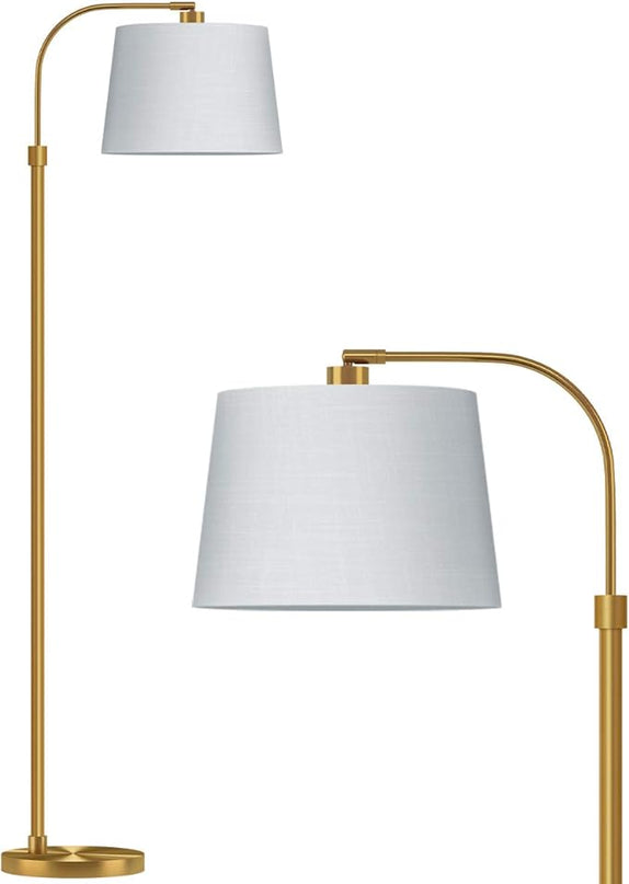 Oneach 62" Gold Floor Lamp for Living Rooms Tall Arc Standing Lamps for Bedrooms Industrial Corner Nursery Girls Kid Vintage Mid-Century Modern Reading Light Office Antique Brass Shade Lantern - LeafyLoom
