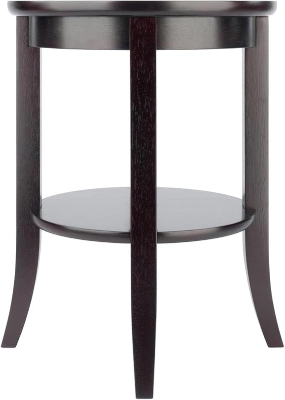 Winsome Genoa Rectangular Coffee Table with Glass Top and Shelf & Wood Genoa Occasional Table, Espresso - LeafyLoom