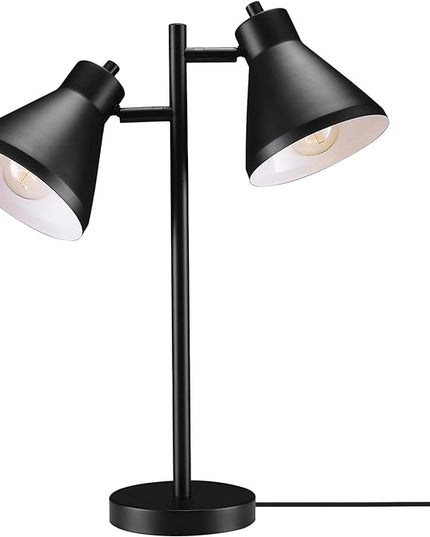 Globe Electric Novogratz x 52999 18" 2-Light Desk Lamp, Matte Black, On/Off Rotary Switch on Each Shade, Pivoting Lamp Heads, Industrial, Home Office Accessories, Desk Lamps for Home Office - LeafyLoom