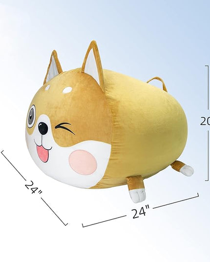 Shiba Inu Dog Stuffed Animal Storage for Children Room Decorations, Boys and Girls Bean Bag Chairs, Toys Organizers, Velvet Fabric Super Soft Large Size Cover Only - LeafyLoom