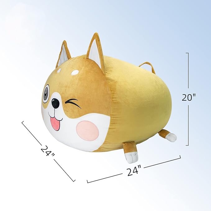 Shiba Inu Dog Stuffed Animal Storage for Children Room Decorations, Boys and Girls Bean Bag Chairs, Toys Organizers, Velvet Fabric Super Soft Large Size Cover Only - LeafyLoom