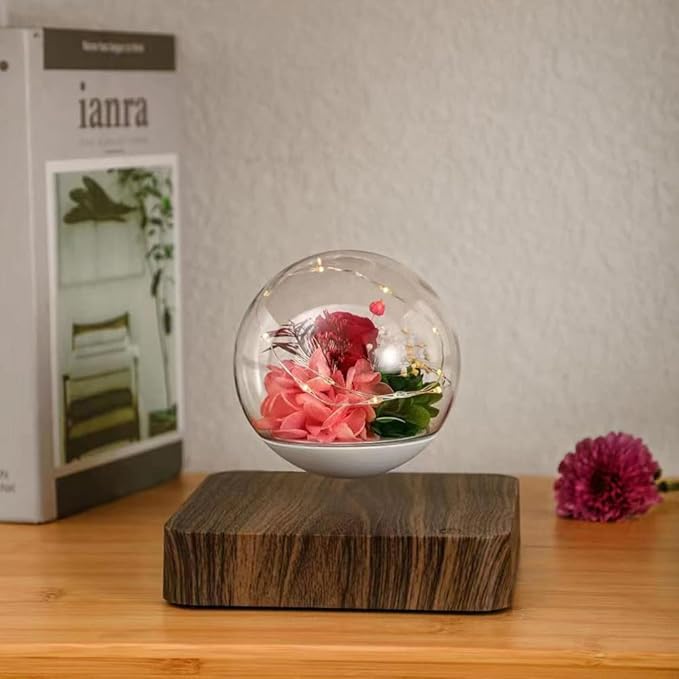 Magnetic Levitating Flower, Forever Flowers Real Eternal Roses, Levitation LED Light Bulb Lamp Floating Light, Decorative Light for Kids Lover Friends - LeafyLoom
