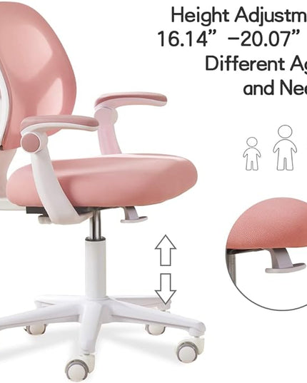 Kids Desk Chair, Height Adjustable Kids Chair, Ergonomically Designed Kids Computer Chair. Made Suitable for 4~12 Years Old Child, Pink - LeafyLoom