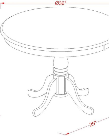 East West Furniture ANQU5-BLK-W 5 Piece Dinette Set for 4 Includes a Round Kitchen Table with Pedestal and 4 Dining Room Chairs, 36x36 Inch - LeafyLoom