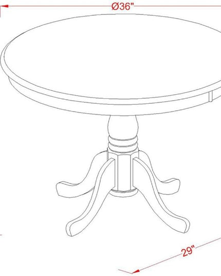 East West Furniture ANEN3-LWH-06 Antique 3 Piece Kitchen Set Contains a Round Table with Pedestal and 2 Dark Shitake Linen Fabric Parson Dining Room Chairs, 36x36 Inch - LeafyLoom