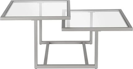 Henn&Hart 43" Wide Square Coffee Table in Nickel, Modern coffee tables for living room, studio apartment essentials - LeafyLoom