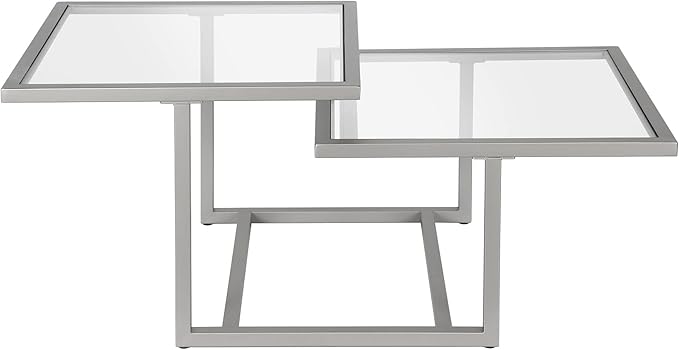 Henn&Hart 43" Wide Square Coffee Table in Nickel, Modern coffee tables for living room, studio apartment essentials - LeafyLoom