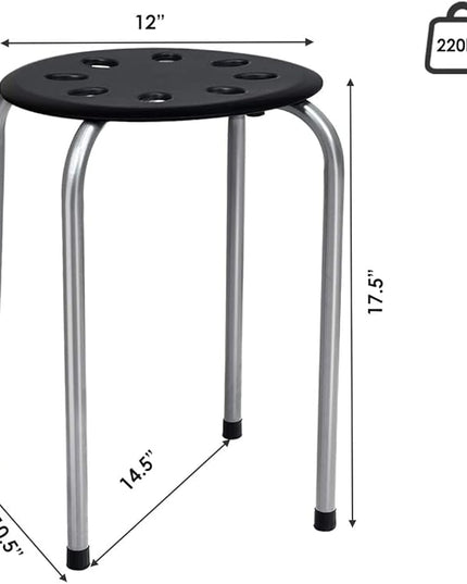 Hysache Plastic Stackable Stools Set of 6, 17.5inch Multipurpose Stool Chairs w/Metal Frame, X-Shape Connection, Non-Slip Feet, Backless Nesting Stool for Garden, Living Room, Home (Gray) HW64245 - LeafyLoom