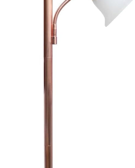 Elegant Designs LF2003-RGD 2 Light Mother Daughter White Marble Glass Floor Lamp, Rose Gold - LeafyLoom