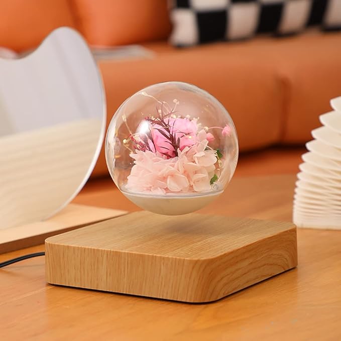 Magnetic Levitating Flower, Forever Flowers Real Eternal Roses, Levitation LED Light Bulb Lamp Floating Light, Decorative Light for Kids Lover Friends - LeafyLoom