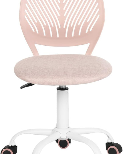 FurnitureR Writing Task Chair for Teens Boys Girls 360 Rolling Wheels Fabric Soft Pad Seat Breathable Backrest, Height Adjustable Liftup 29.5"-34.3", Morandi Pink - LeafyLoom