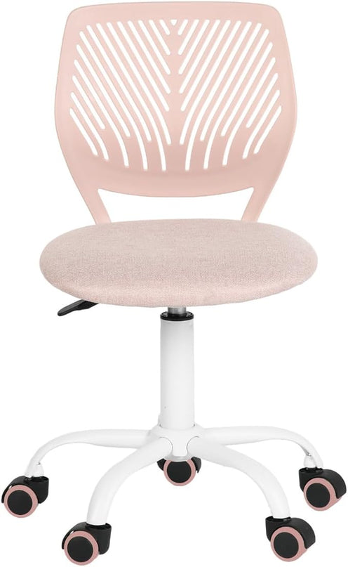 FurnitureR Writing Task Chair for Teens Boys Girls 360 Rolling Wheels Fabric Soft Pad Seat Breathable Backrest, Height Adjustable Liftup 29.5"-34.3", Morandi Pink - LeafyLoom