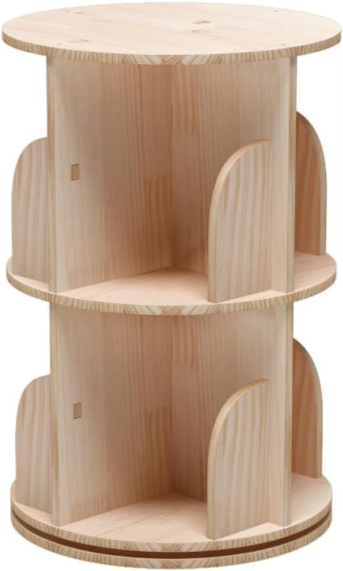 Bookshelf for Kids, 2 Tier 360° Rotating Shelves Bookshelf Organizer, Standing Bookcase Storage Rack, Bookshelves for Preschoolers' Classrooms,Daycare,Bedrooms,Nursery,Playrooms - LeafyLoom