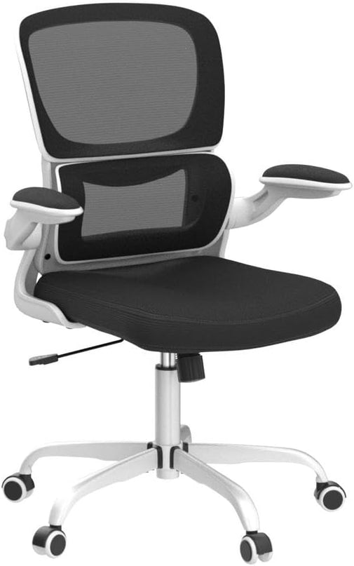 Office Chair, Ergonomic Desk Chair with Lumbar Support and Adjustable Armrests, Comfy Desk Chair Breathable Mesh Mid Back Computer Chair, Reclining Office Chair for Home Office - White - LeafyLoom
