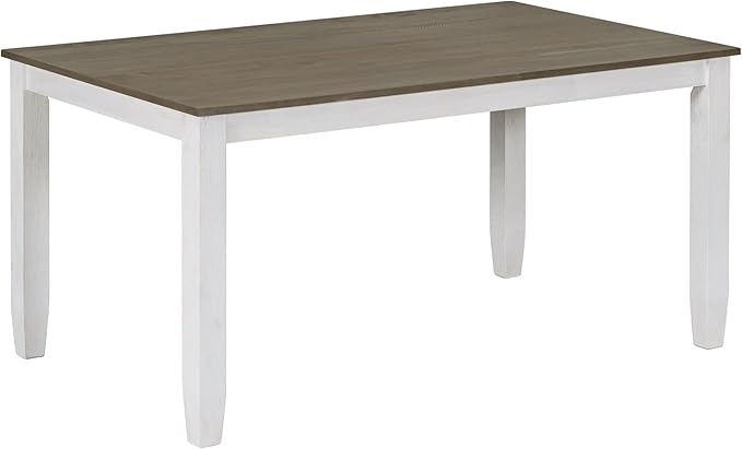 Kitchen Rustic Style 6-Piece Dining Room Table Set with 4 Upholstered Chairs & a Bench, Brown+Whitewash, Onesize - LeafyLoom
