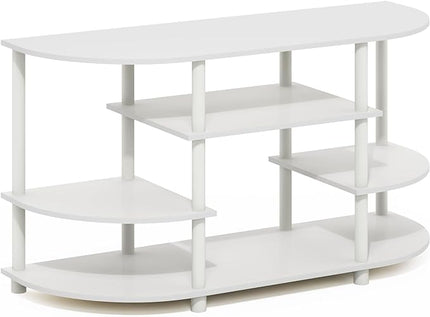Furinno JAYA TV Entertainment Center, White/White - LeafyLoom