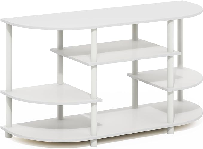 Furinno JAYA TV Entertainment Center, White/White - LeafyLoom