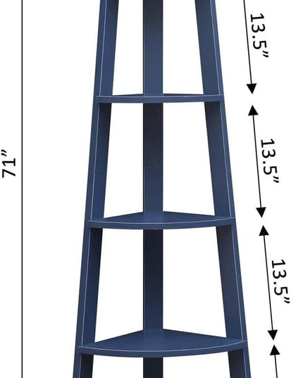 Convenience Concepts Newport 5-Tier Corner Bookshelf, Cobalt Blue - LeafyLoom