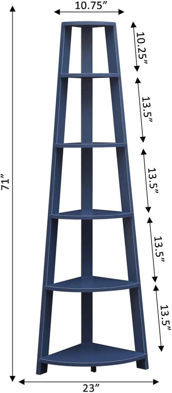 Convenience Concepts Newport 5-Tier Corner Bookshelf, Cobalt Blue - LeafyLoom