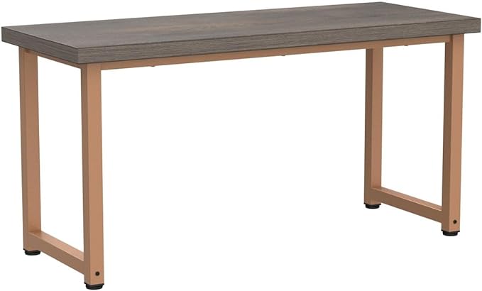 TOPSKY 59" Big Large Computer Office Desk 1.88" Thickness Desktop (Espresso Gray) - LeafyLoom
