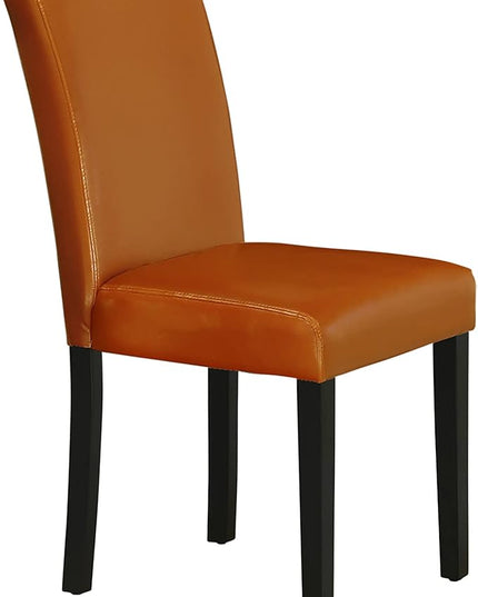 East West Furniture Eden 3 Piece Set Contains a Round Dining Room Table with Pedestal and 2 Baked Bean Faux Leather Upholstered Parson Chairs, 30x30 Inch, ESAB3-BCH-61 - LeafyLoom