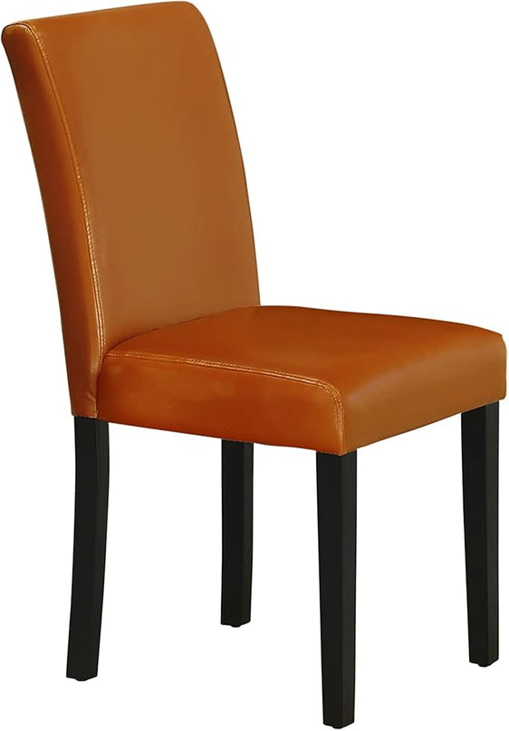 East West Furniture Eden 3 Piece Set Contains a Round Dining Room Table with Pedestal and 2 Baked Bean Faux Leather Upholstered Parson Chairs, 30x30 Inch, ESAB3-BCH-61 - LeafyLoom
