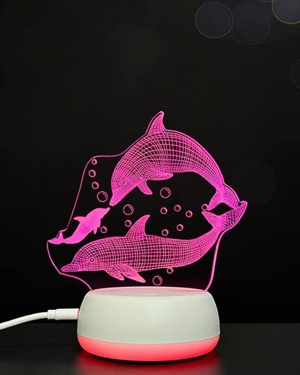 Dolphins LED Table Lamp USB Parent-Child Gifts Boy's Birthday - 7 Colors Changing Bedroom Decorative Night Light Parent's Gifts, Gifts for Families Friends - LeafyLoom