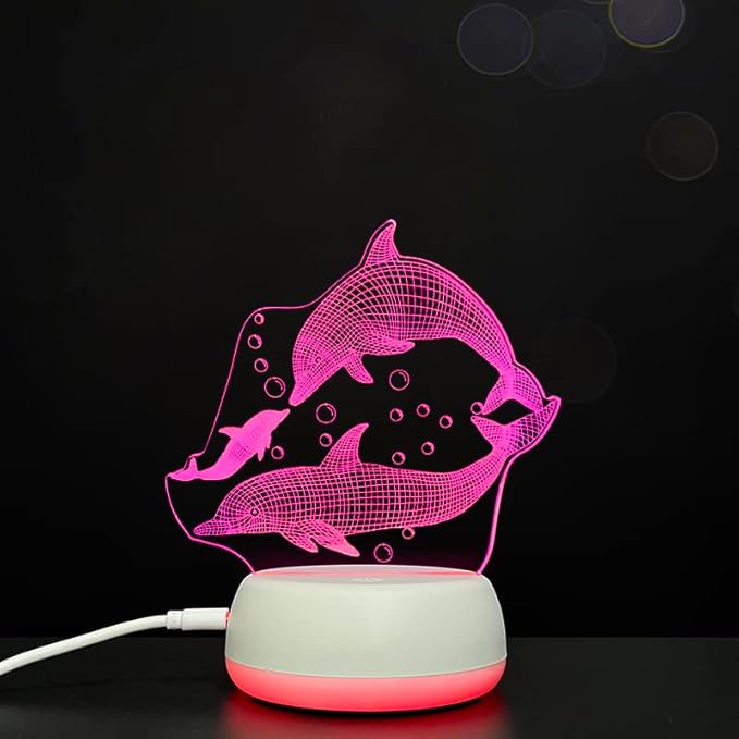 Dolphins LED Table Lamp USB Parent-Child Gifts Boy's Birthday - 7 Colors Changing Bedroom Decorative Night Light Parent's Gifts, Gifts for Families Friends - LeafyLoom