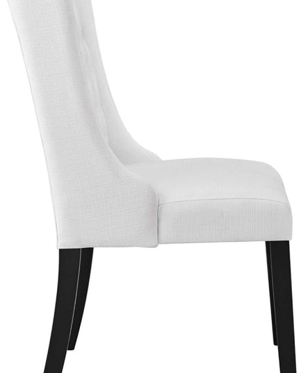 Modway Baronet Button Tufted Fabric, One Dining Chair, White - LeafyLoom