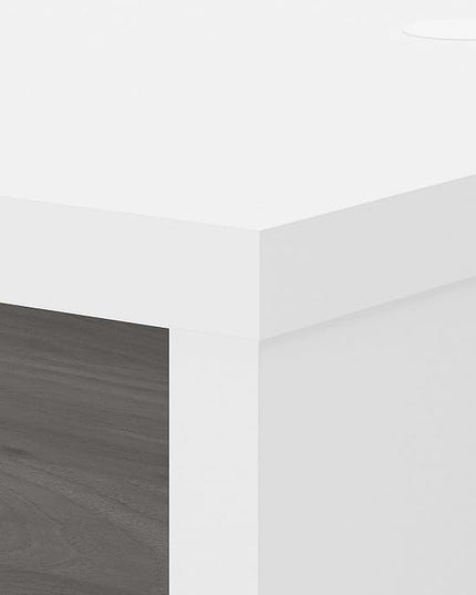 Bush Business Furniture Echo L Shape Desk with Wire Management | Corner Computer Table with Quick-to-Assemble Hardware | Home Office Credenza, 60W, Pure White and Modern Gray - LeafyLoom